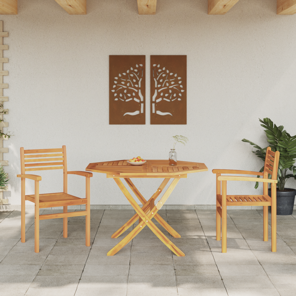 Produktbild för Stol 2 pcs Brun 56 x 55 x 90.5 cm Massivt teakträ