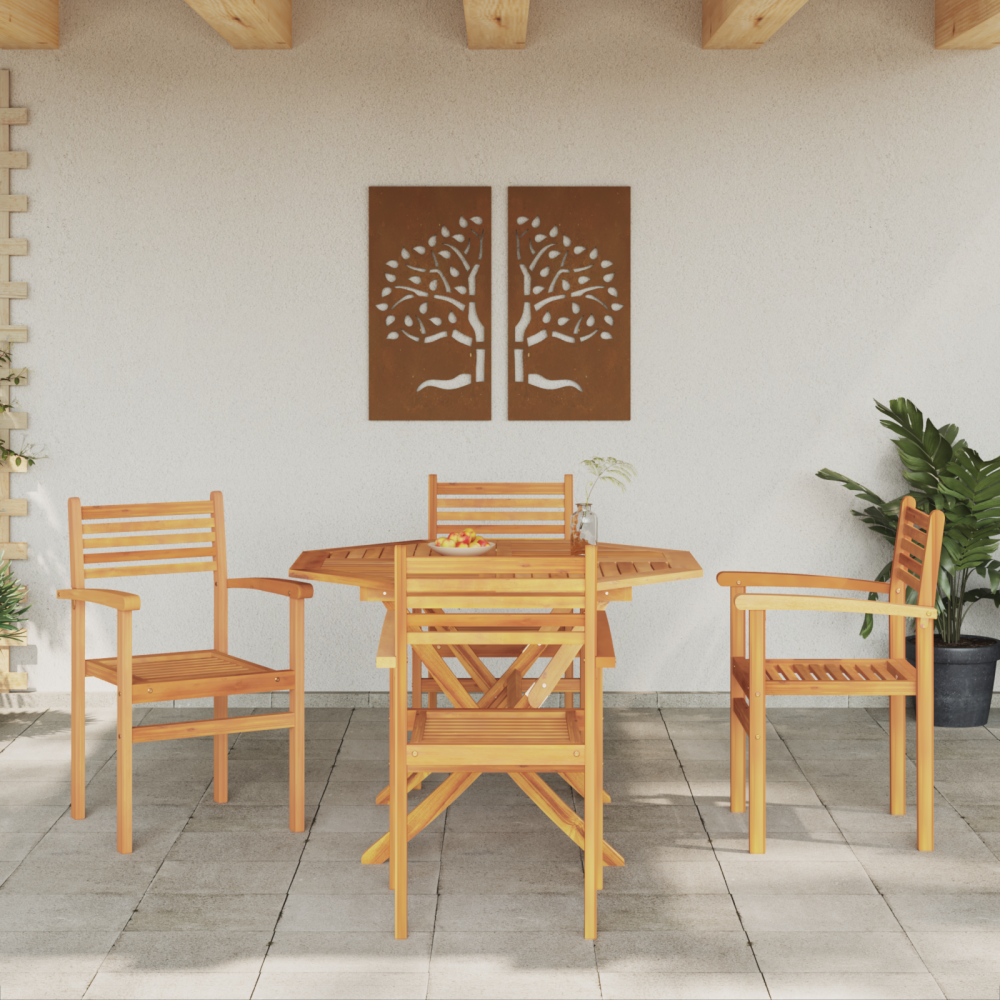 Produktbild för Stol 4 pcs Brun 56 x 55 x 90.5 cm Massivt teakträ