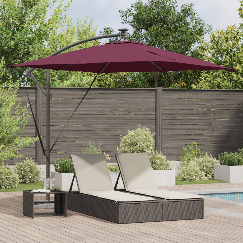 Produktbild för Parasoll med LED-ljusslingor Bordeaux Röd 249 x 249 x 250 cm