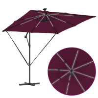 Produktbild för Parasoll med LED-ljusslingor Bordeaux Röd 249 x 249 x 250 cm
