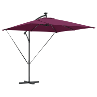 Produktbild för Parasoll med LED-ljusslingor Bordeaux Röd 249 x 249 x 250 cm