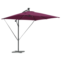 Produktbild för Parasoll med LED-ljusslingor Bordeaux Röd 249 x 249 x 250 cm