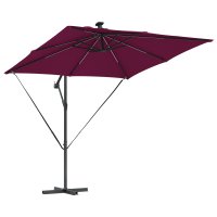 Produktbild för Parasoll med LED-ljusslingor Bordeaux Röd 249 x 249 x 250 cm