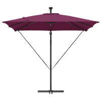 Produktbild för Parasoll med LED-ljusslingor Bordeaux Röd 249 x 249 x 250 cm