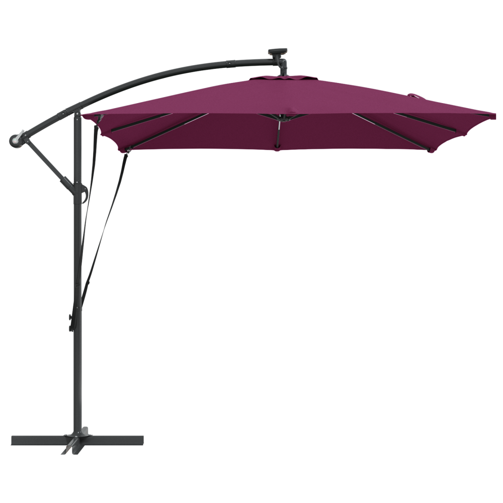 Produktbild för Parasoll med LED-ljusslingor Bordeaux Röd 249 x 249 x 250 cm