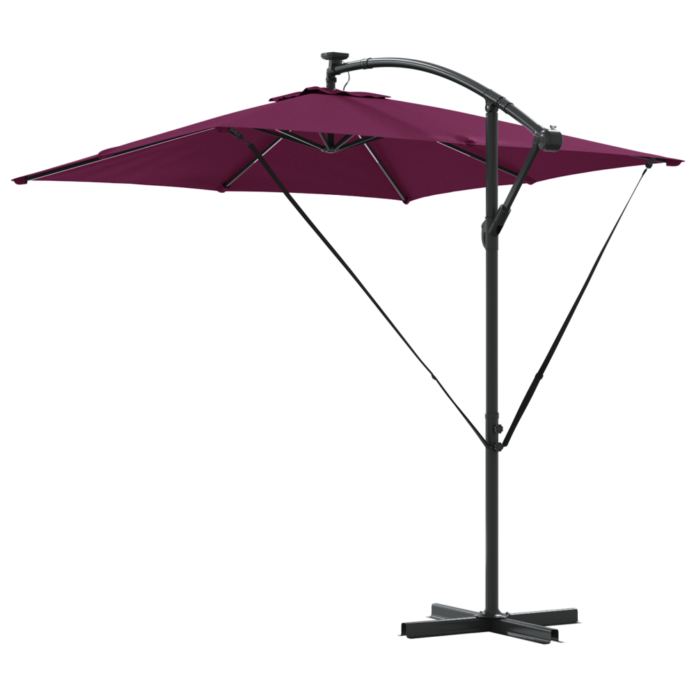Produktbild för Parasoll med LED-ljusslingor Bordeaux Röd 249 x 249 x 250 cm