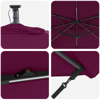 Produktbild för Parasoll med LED-ljusslingor Bordeaux Röd 249 x 249 x 250 cm