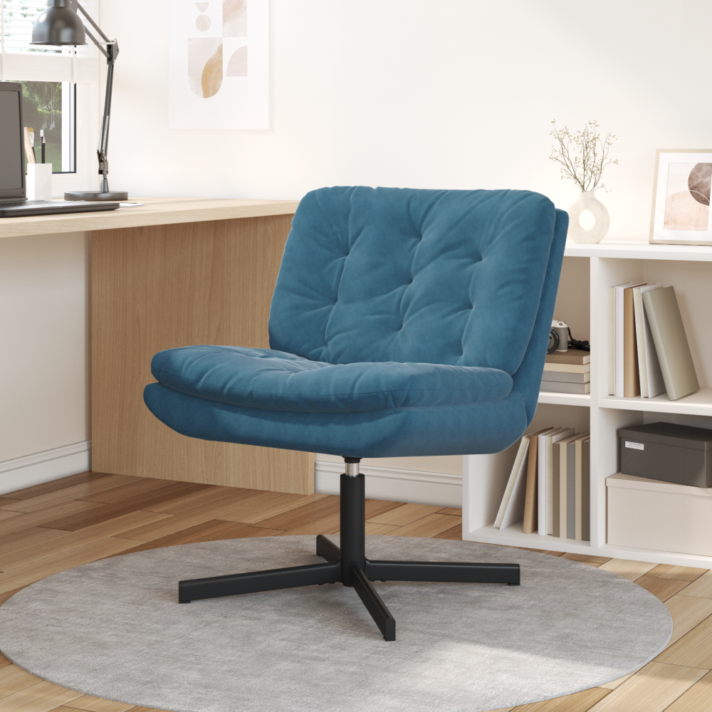 Produktbild för Svängbar Avkopplingsstol Blå 63 x 75 x 76 cm Sammet