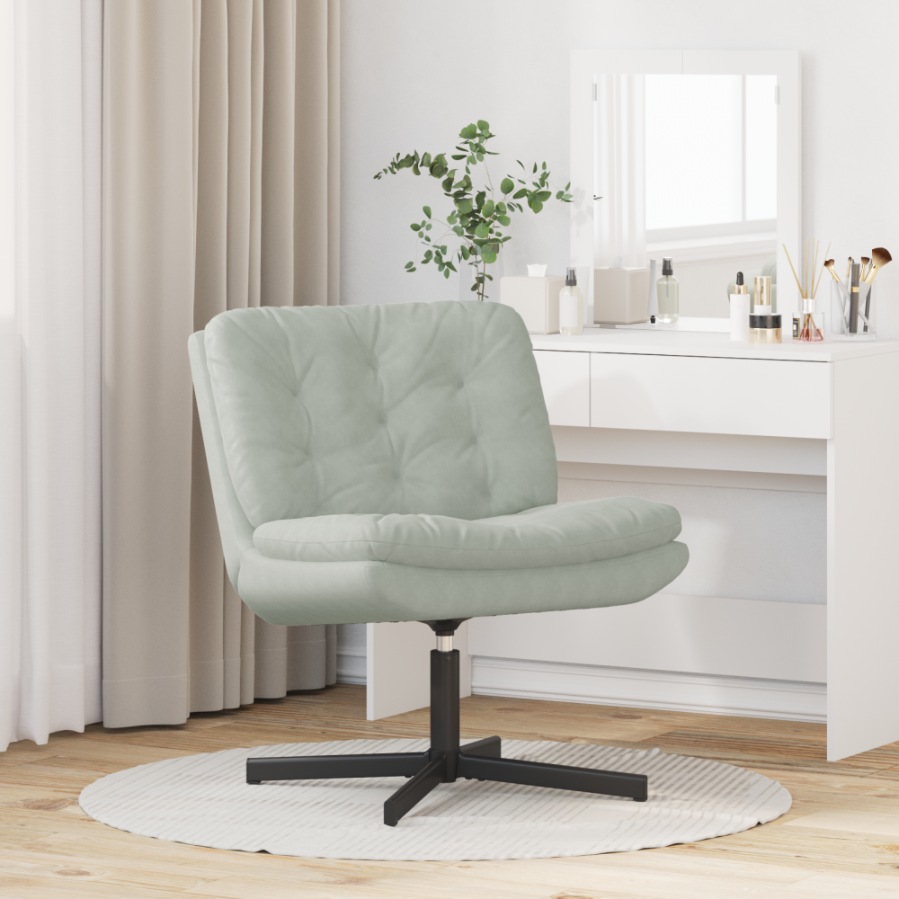 Produktbild för Svängbar Avkopplingsstol Ljusgrå 63 x 75 x 76 cm Sammet