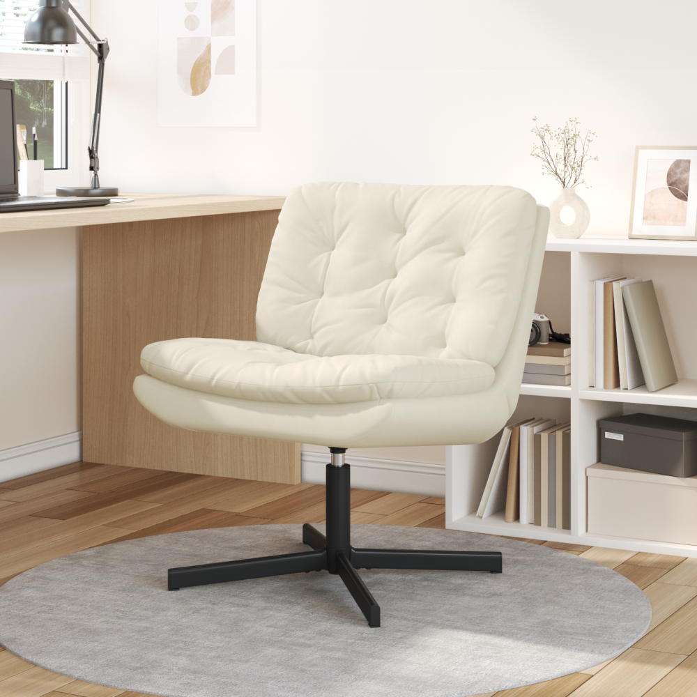Produktbild för Svängbar Avkopplingsstol Kräm 63 x 75 x 76 cm Sammet