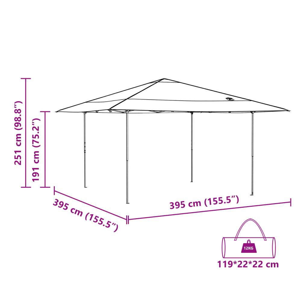 Produktbild för Tak Tält Blå 395 x 395 x 251 cm tyg
