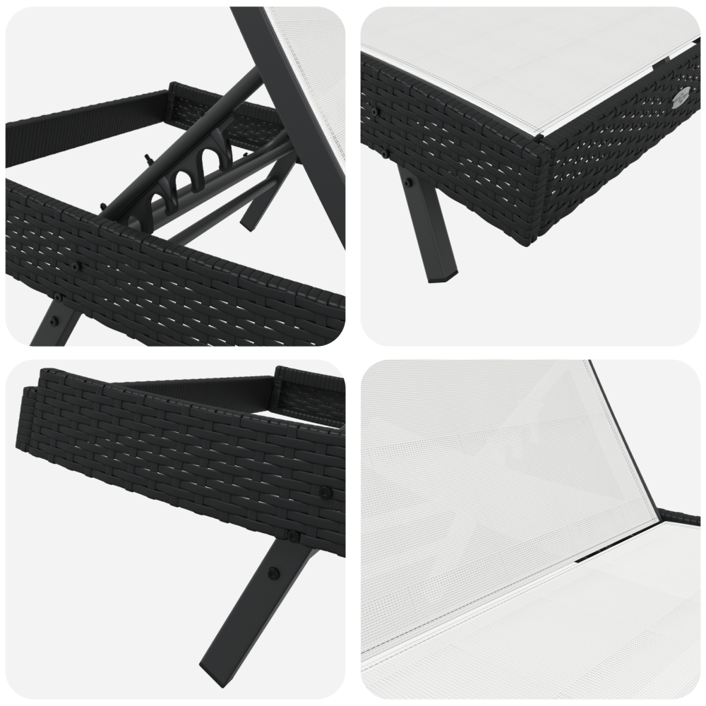 Produktbild för Solstol 2 pcs Svart och Vitt konstrotting