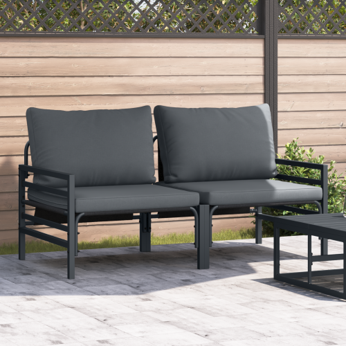 vidaXL Utomhus Möbler med kudde 2 Stycke Antracit 80 x 80 x 71 cm Stål