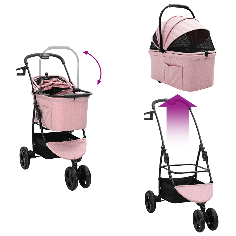 Produktbild för Hopfällbar hundvagn Justerbar Rosa 78 x 54 x 101 cm Polyester