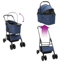 Produktbild för Hopfällbar hundvagn Justerbar Blå 78 x 54 x 101 cm Polyester