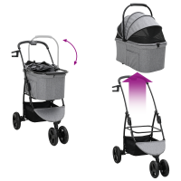 Produktbild för Hopfällbar hundvagn Justerbar Grå 78 x 54 x 101 cm Polyester