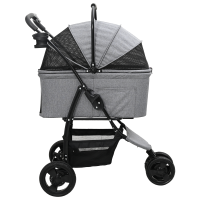 Produktbild för Hopfällbar hundvagn Justerbar Grå 78 x 54 x 101 cm Polyester