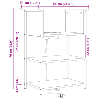 Produktbild för Nattduksbord Svart Ek 55 x 31 x 76 cm Konstruerat trä