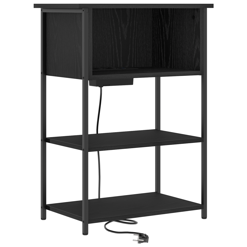 Produktbild för Nattduksbord Svart Ek 55 x 31 x 76 cm Konstruerat trä