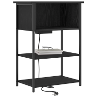 Produktbild för Nattduksbord Svart Ek 55 x 31 x 76 cm Konstruerat trä