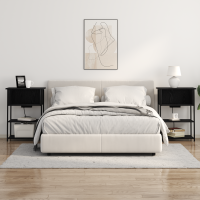 Produktbild för Nattduksbord Svart Ek 55 x 31 x 76 cm Konstruerat trä