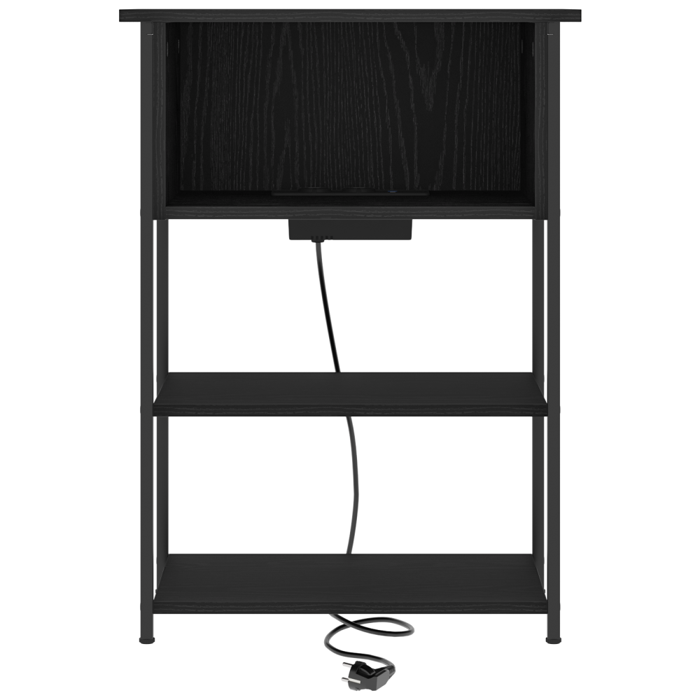Produktbild för Nattduksbord Svart Ek 55 x 31 x 76 cm Konstruerat trä