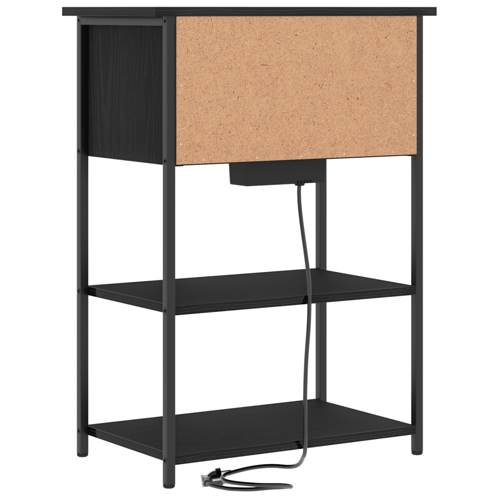 Produktbild för Nattduksbord Svart Ek 55 x 31 x 76 cm Konstruerat trä