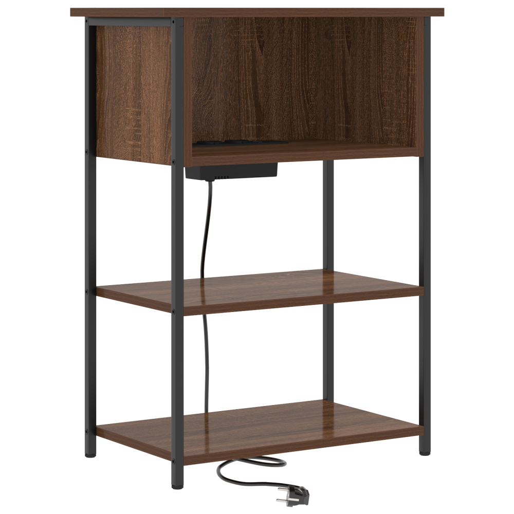 Produktbild för Nattduksbord Brun Ek 55 x 31 x 76 cm Konstruerat trä