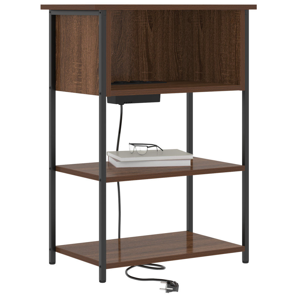 Produktbild för Nattduksbord Brun Ek 55 x 31 x 76 cm Konstruerat trä