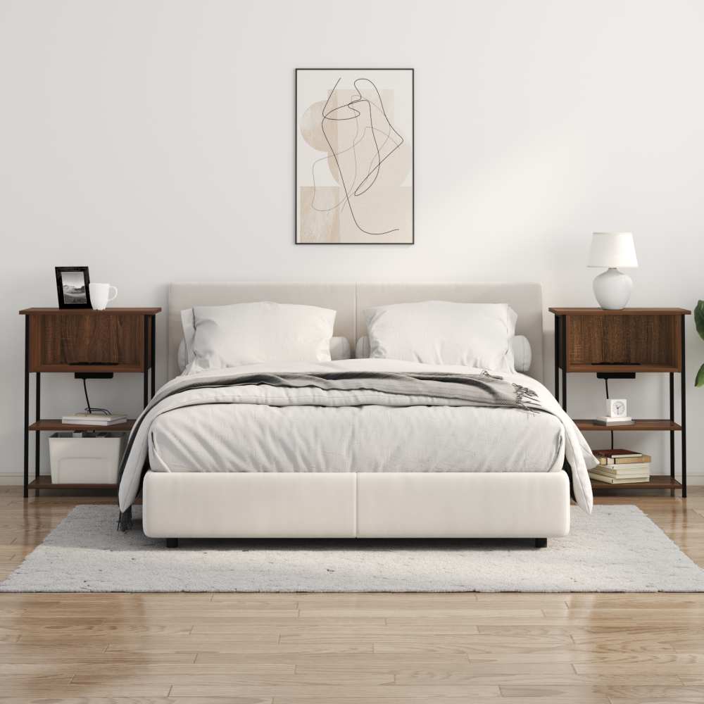 Produktbild för Nattduksbord Brun Ek 55 x 31 x 76 cm Konstruerat trä