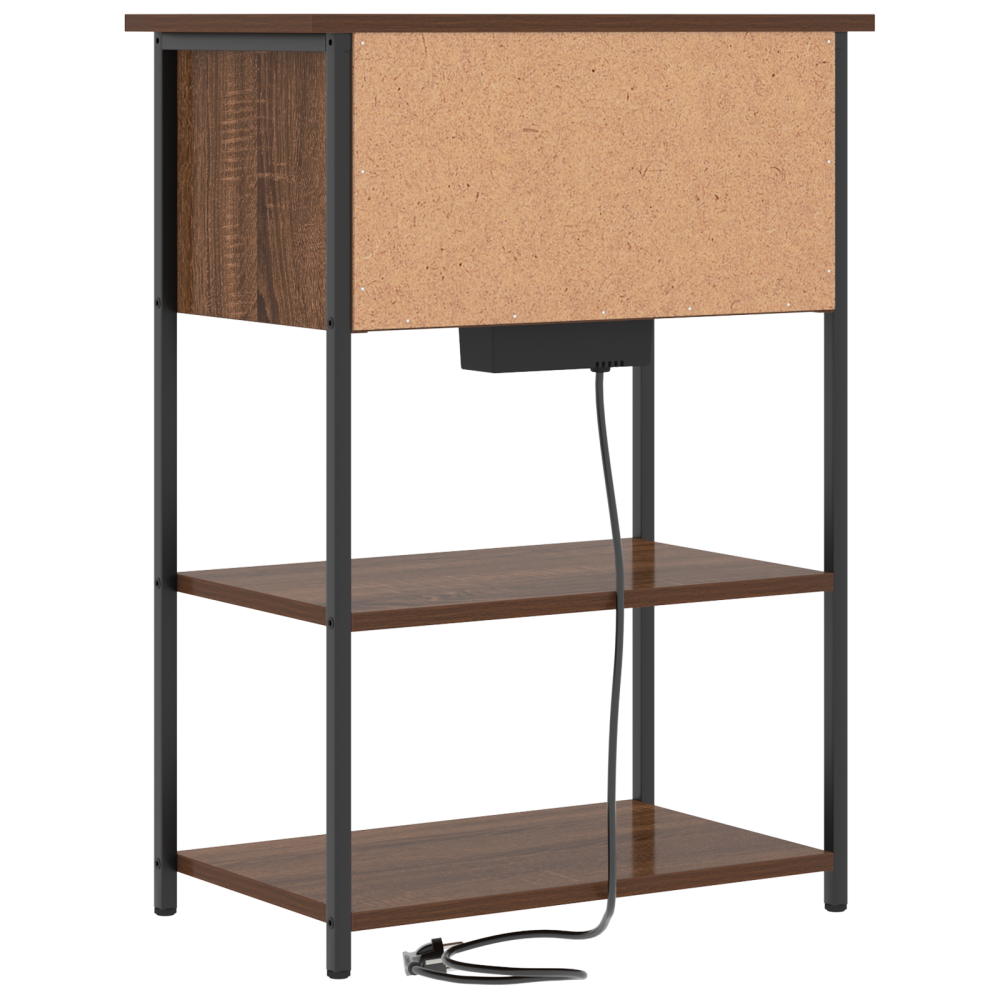 Produktbild för Nattduksbord Brun Ek 55 x 31 x 76 cm Konstruerat trä