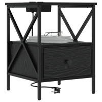 Produktbild för Nattduksbord 2 pcs Svart Ek 41,5 x 40,5 x 55 cm Konstruerat trä
