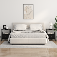 Produktbild för Nattduksbord 2 pcs Svart Ek 41,5 x 40,5 x 55 cm Konstruerat trä