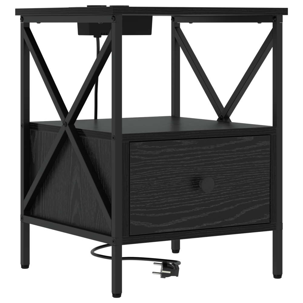 Produktbild för Nattduksbord 2 pcs Svart Ek 41,5 x 40,5 x 55 cm Konstruerat trä