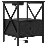 Produktbild för Nattduksbord 2 pcs Svart Ek 41,5 x 40,5 x 55 cm Konstruerat trä