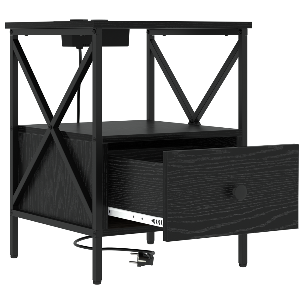 Produktbild för Nattduksbord 2 pcs Svart Ek 41,5 x 40,5 x 55 cm Konstruerat trä