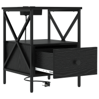 Produktbild för Nattduksbord 2 pcs Svart Ek 41,5 x 40,5 x 55 cm Konstruerat trä