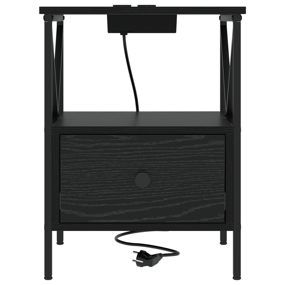Produktbild för Nattduksbord 2 pcs Svart Ek 41,5 x 40,5 x 55 cm Konstruerat trä