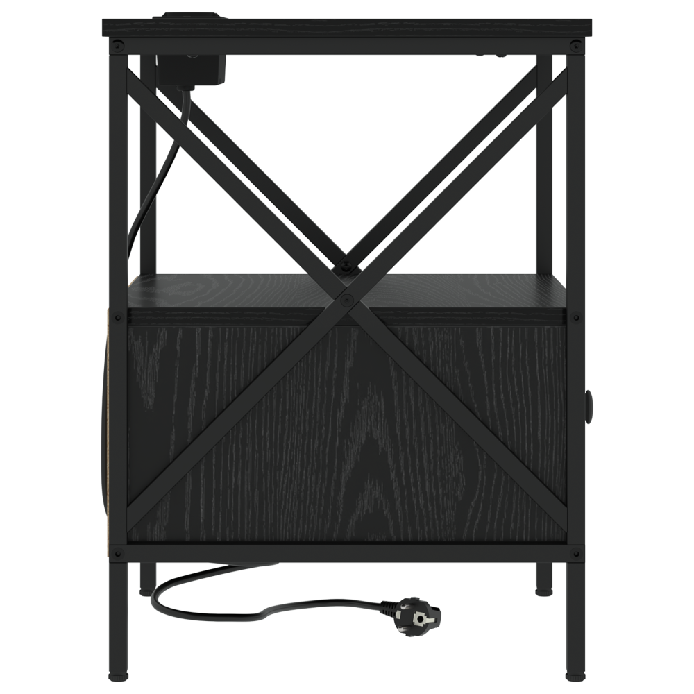 Produktbild för Nattduksbord 2 pcs Svart Ek 41,5 x 40,5 x 55 cm Konstruerat trä