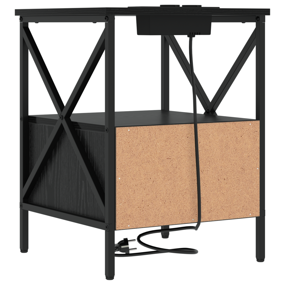 Produktbild för Nattduksbord 2 pcs Svart Ek 41,5 x 40,5 x 55 cm Konstruerat trä