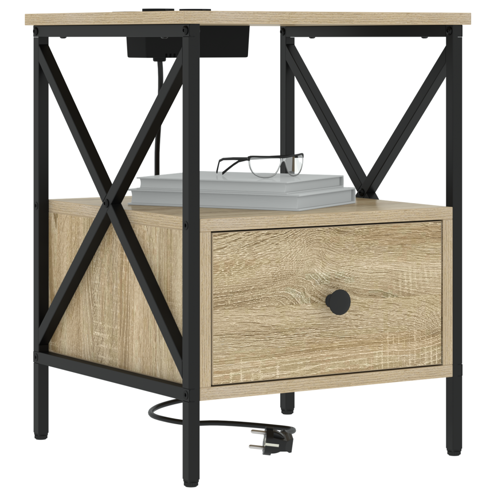 Produktbild för Nattduksbord med låda 2 pcs Sonoma-ek 41,5 x 40,5 x 55 cm