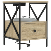 Produktbild för Nattduksbord med låda 2 pcs Sonoma-ek 41,5 x 40,5 x 55 cm
