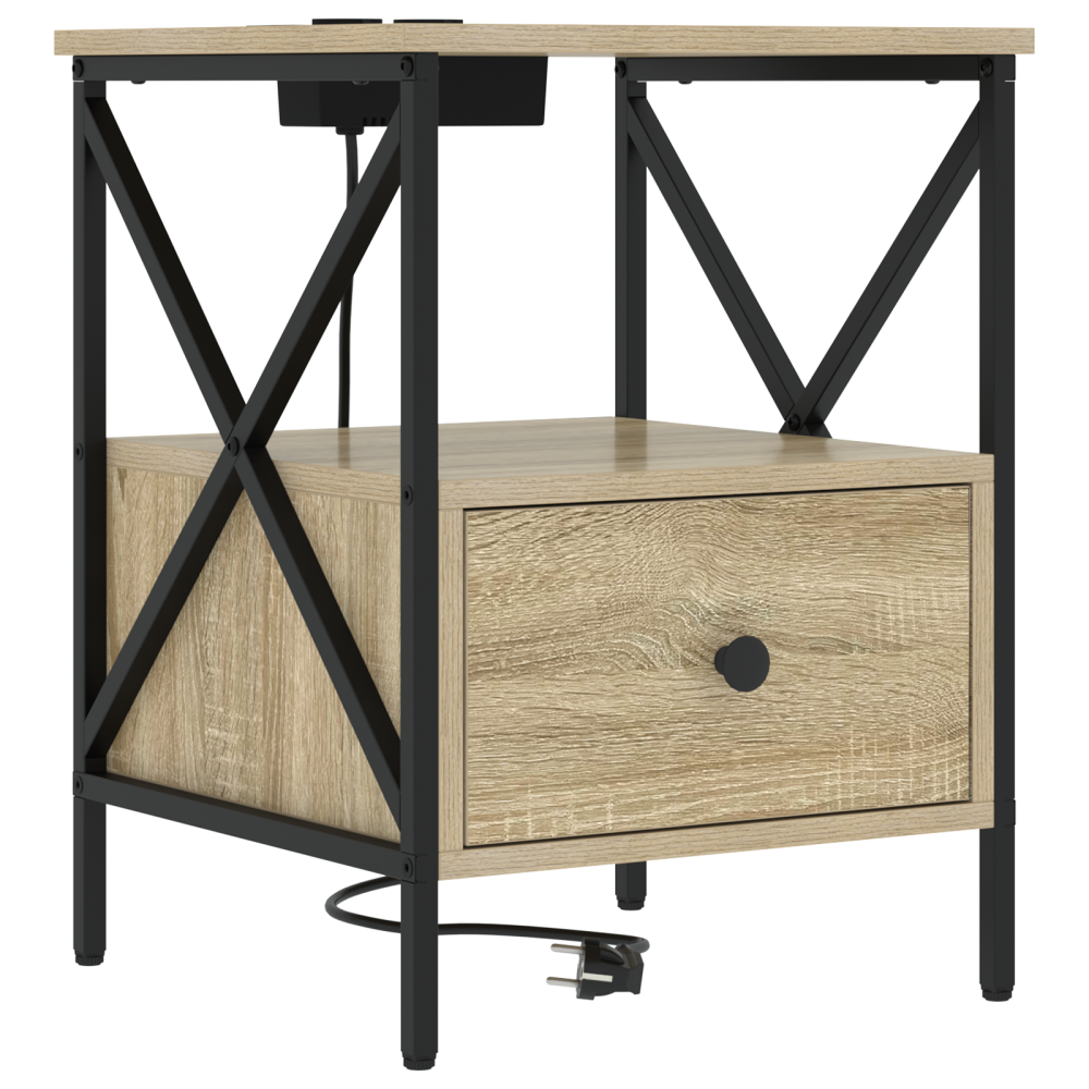 Produktbild för Nattduksbord med låda 2 pcs Sonoma-ek 41,5 x 40,5 x 55 cm