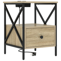 Produktbild för Nattduksbord med låda 2 pcs Sonoma-ek 41,5 x 40,5 x 55 cm