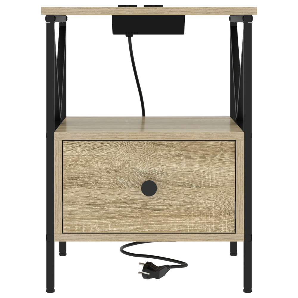 Produktbild för Nattduksbord med låda 2 pcs Sonoma-ek 41,5 x 40,5 x 55 cm