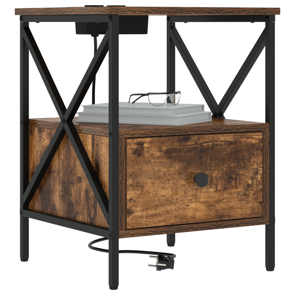 Produktbild för Nattduksbord 2 pcs Rökt ek 41,5 x 40,5 x 55 cm Konstruerat trä