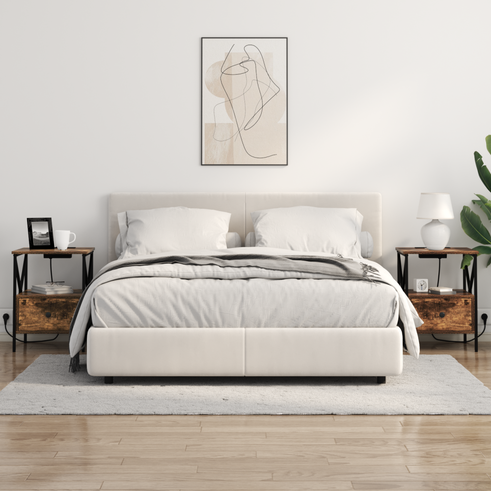 Produktbild för Nattduksbord 2 pcs Rökt ek 41,5 x 40,5 x 55 cm Konstruerat trä