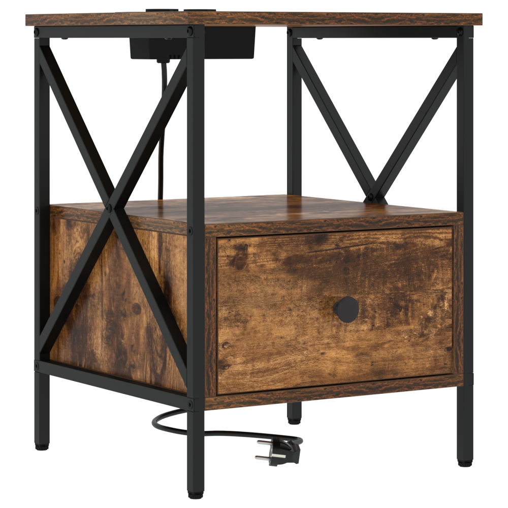 Produktbild för Nattduksbord 2 pcs Rökt ek 41,5 x 40,5 x 55 cm Konstruerat trä
