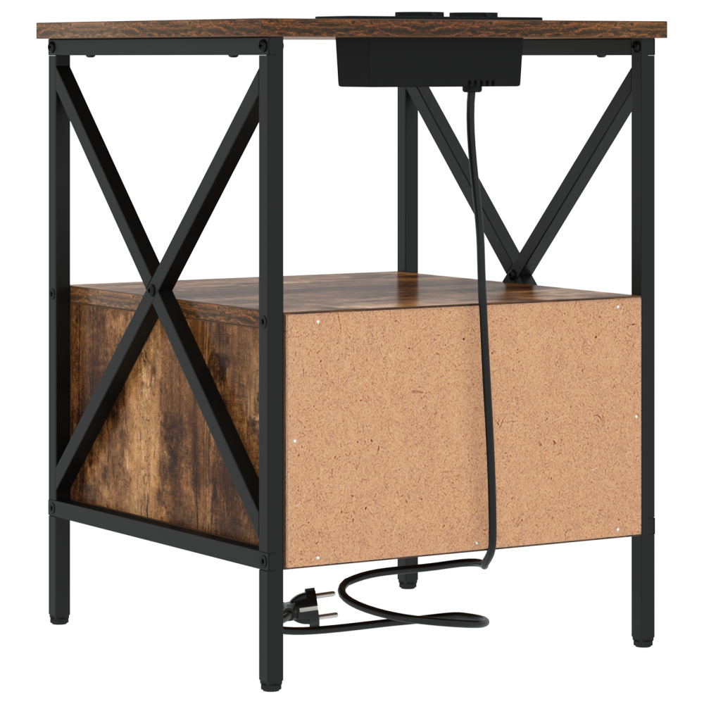 Produktbild för Nattduksbord 2 pcs Rökt ek 41,5 x 40,5 x 55 cm Konstruerat trä
