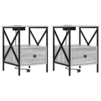 Produktbild för Nattduksbord med låda 2 pcs Grå Sonoma 41,5 x 40,5 x 55 cm